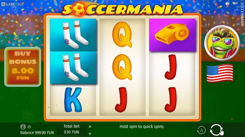 Starting the reels in Soccermania
