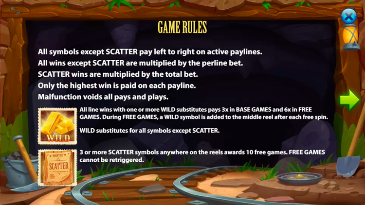 California Gold Rush video slot rules