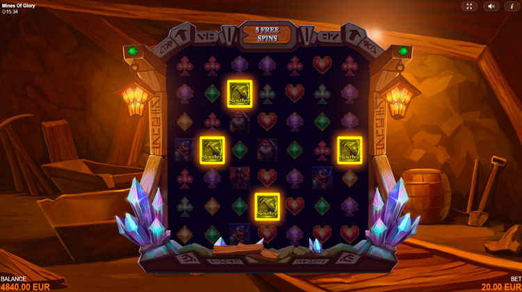 Winning combination in the game Mines of Glory