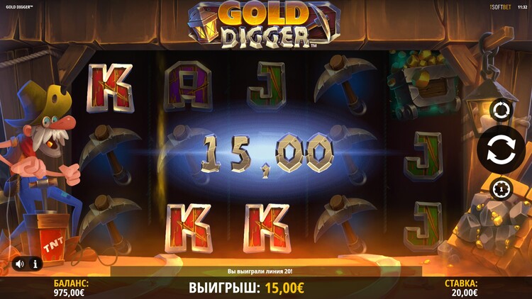 Winning in Gold Digger machine