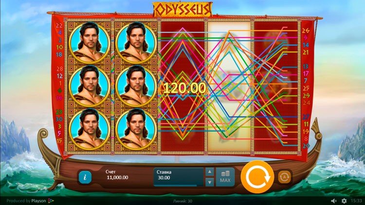 Prize combos in Odysseus slot machine