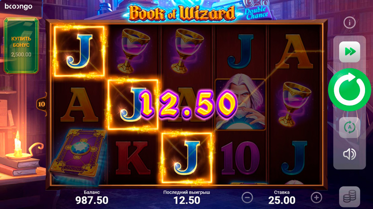 Winning Line in Book of Wizard: Double Chance