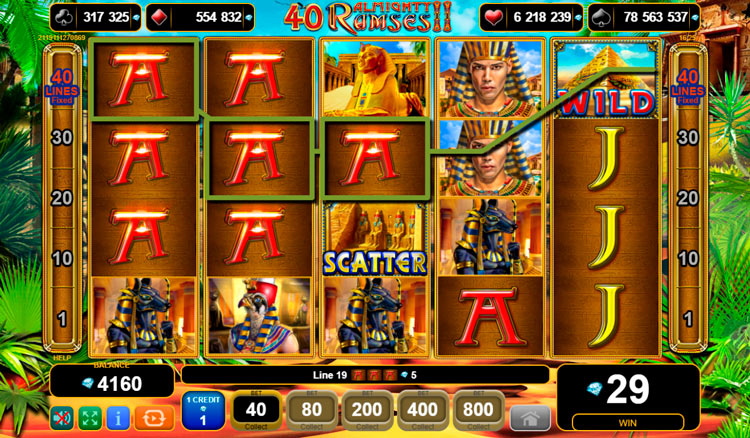 Winning line in the game 40 Almighty Ramses 2