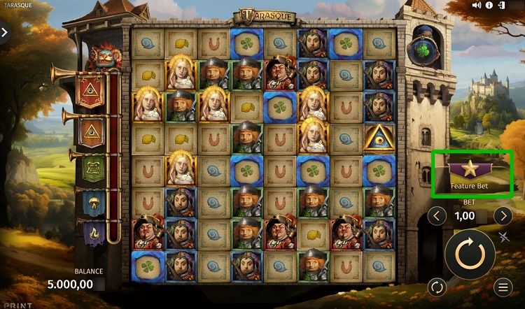 There is a star button on the right side of the screen. By clicking on it, you can choose one of four betting modes with additional symbols with blue outline
