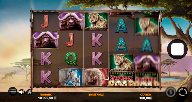 Spinning the reels in Savanna Roar slot